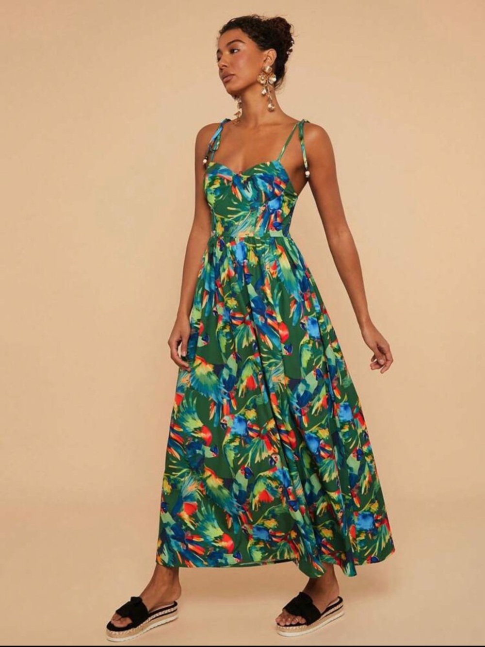 Travachic Tropical Green Floral Maxi Dress